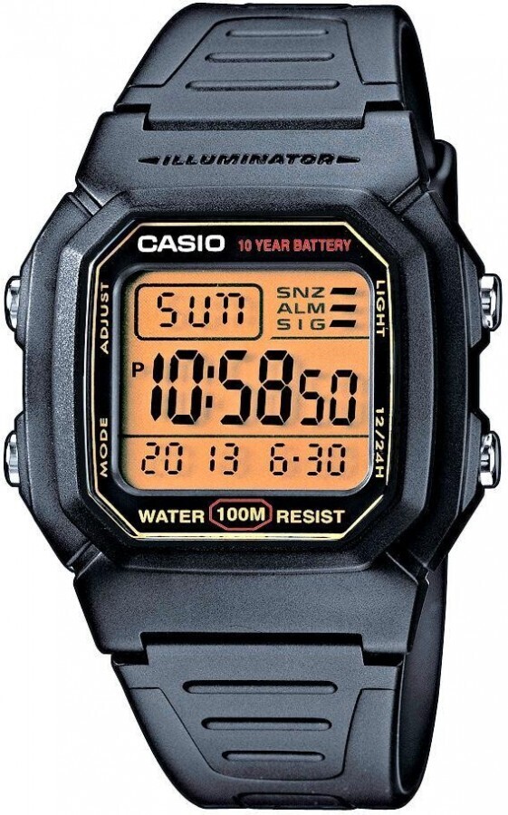 Reloj digital hombre Casio W-800HG-9a 10 años batería correa goma luz led water resit 100m