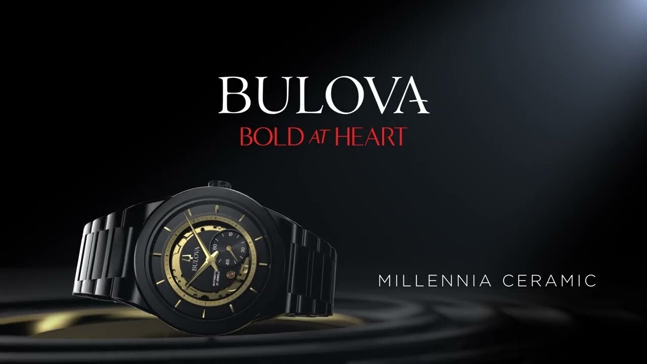 Bulova Men s Watch 98A291 Millennia Automatic Skeleton Gold Black Dial Ceramic 40mm 100m Water Resist automatic
