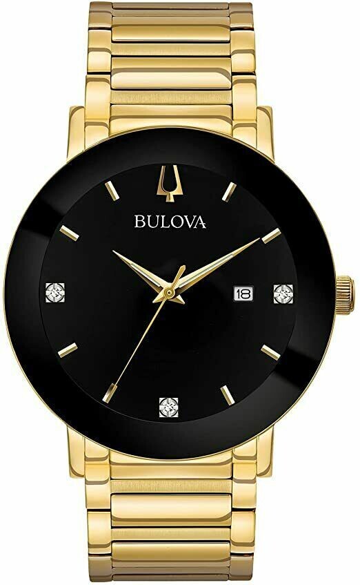 reloj hombre Bulova Futuro Diamonds 97D116 42mm negro correa de acero 30m WR Cuarzo