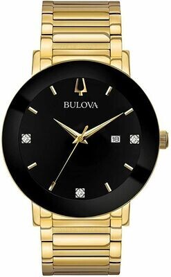 Bulova Futuro Diamonds 97D116 42mm Black Quartz men's watch stainless steel bracelet 30m Water resist