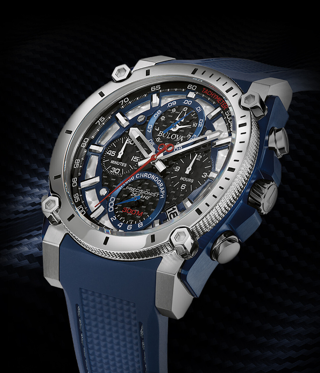 reloj hombre Bulova Precisionist 98B315 44.5 dial negro 300M WR