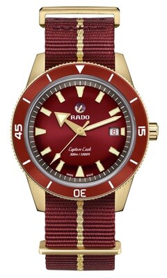 Rado Captain Cook R32504407 300M Automatic Bronze 42MM Burgundy Dial Sapphire glass NATO Band Automatic Men's Watch SWISS MADE