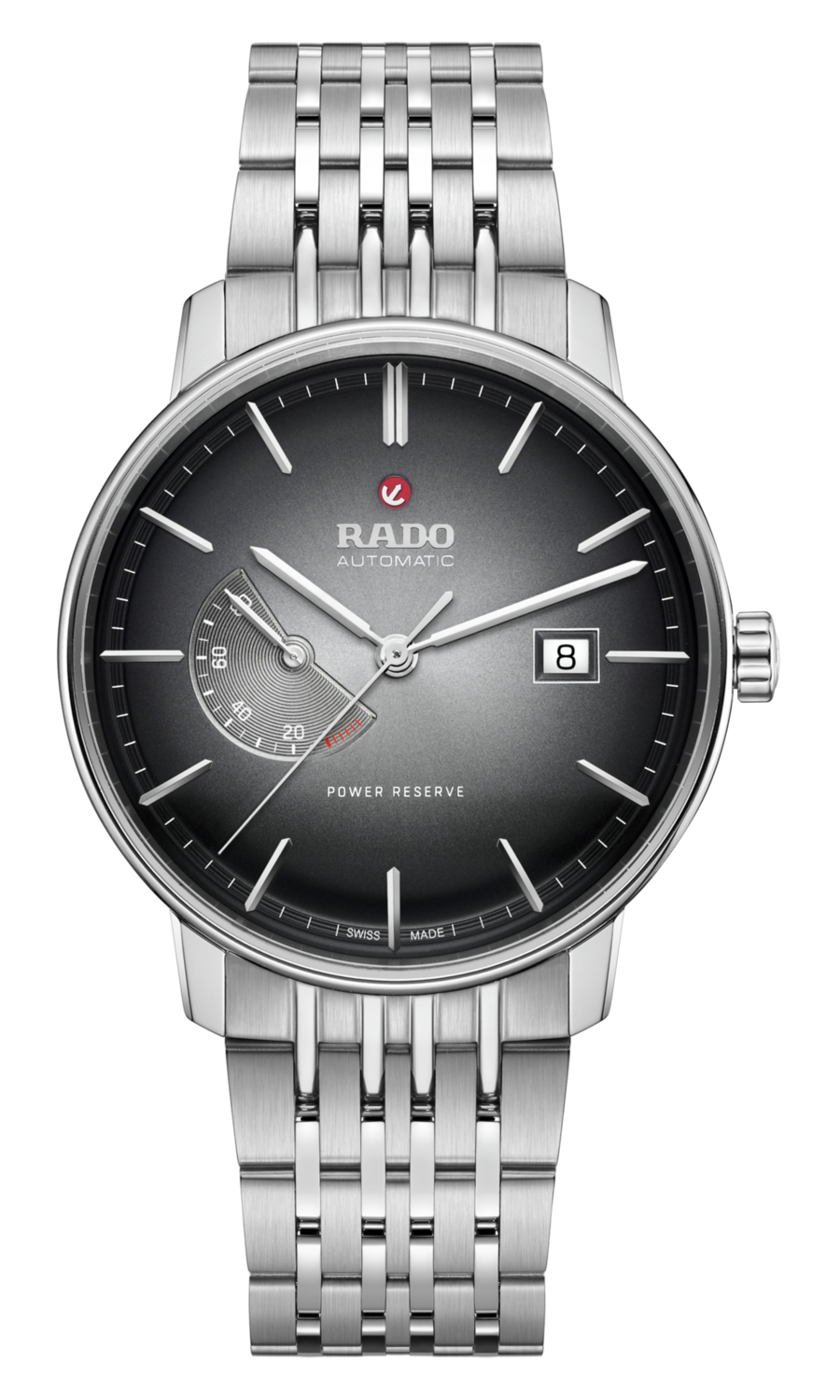 ​Rado Coupole Classic R22878163 Automatic ST Steel 41mm Black Dial Men's Watch 
Sapphire crystal with anti-reflective coating Stainless Steel, Titanium bracelet