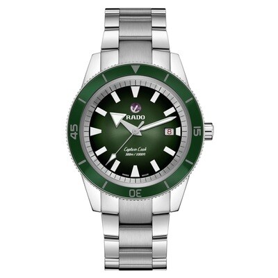 RADO Captain Cook R32105313 Automatic 300M 42mm Stainless Steel Sapphire crystal with anti-reflective coating Green Dial Power Reserve: 80 hours Men's Watch automatic men's watch SWISS MADE