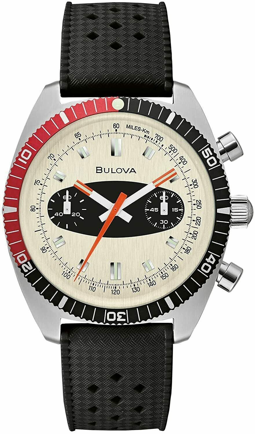 Bulova Surfboard Archive 98A252 40.5mm beige dial Sapphire glass rubber band 200m men's watch Chronograph