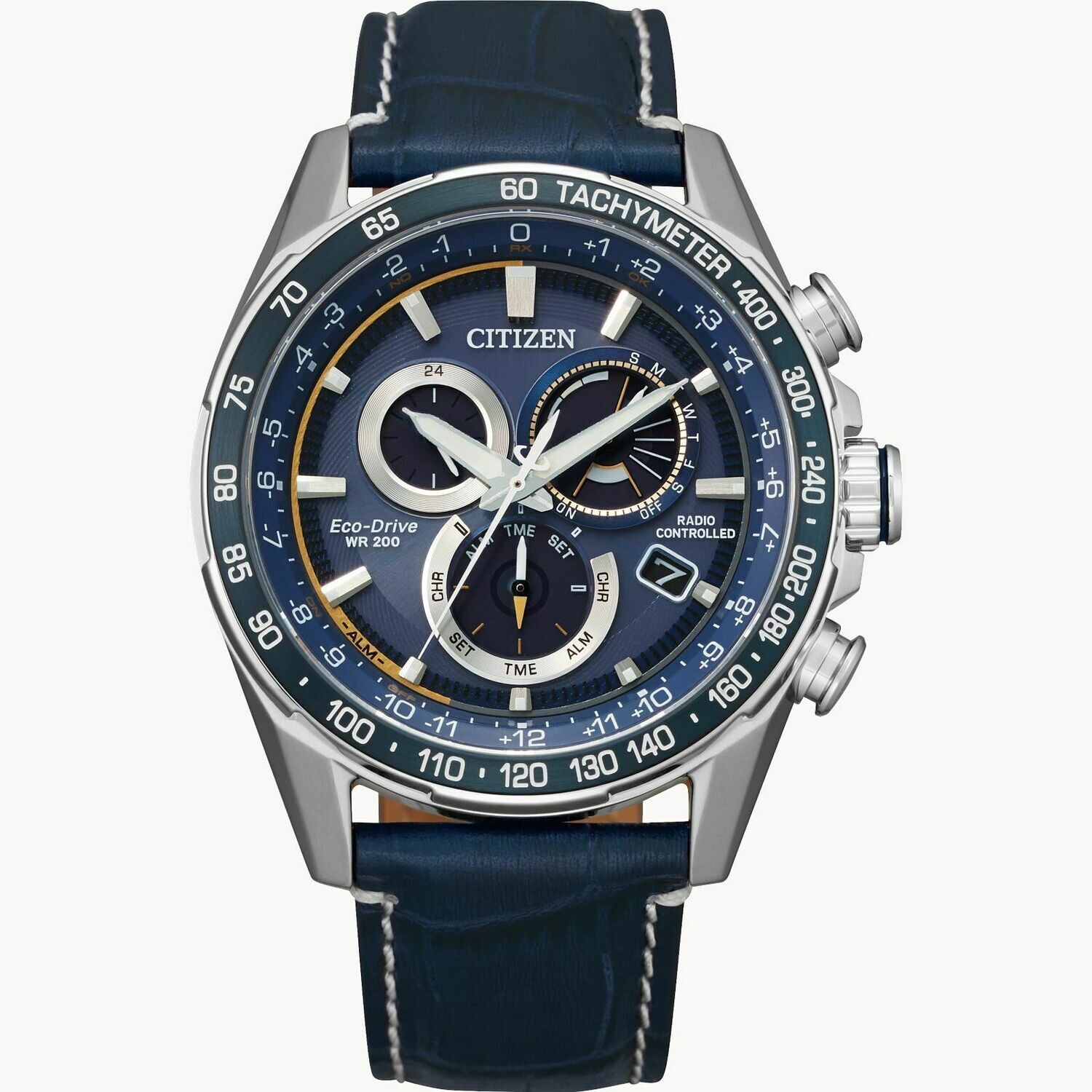 Citizen Perpetual Calendar CB5918-02L A-T Atomic Timekeeping Radio-controlled 43mm blue dial Sapphire glass Tachymeter World Time 200m World Time Ecodrive (solar light powered)