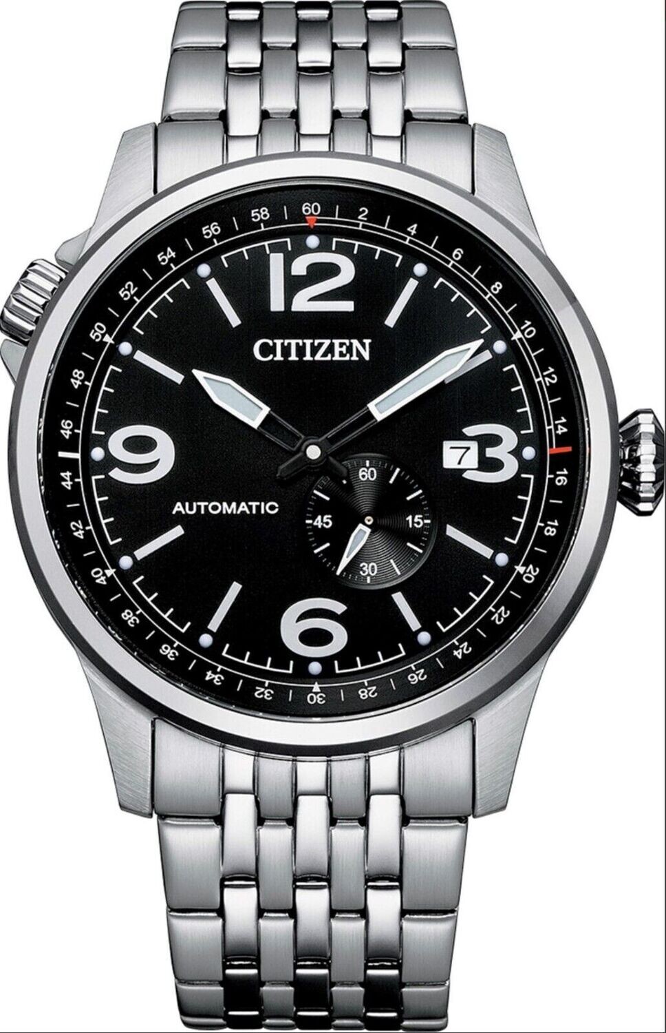 Citizen NJ0140-84E 42mm Aviator automatic men's watch 100m WR stainless steel bracelet