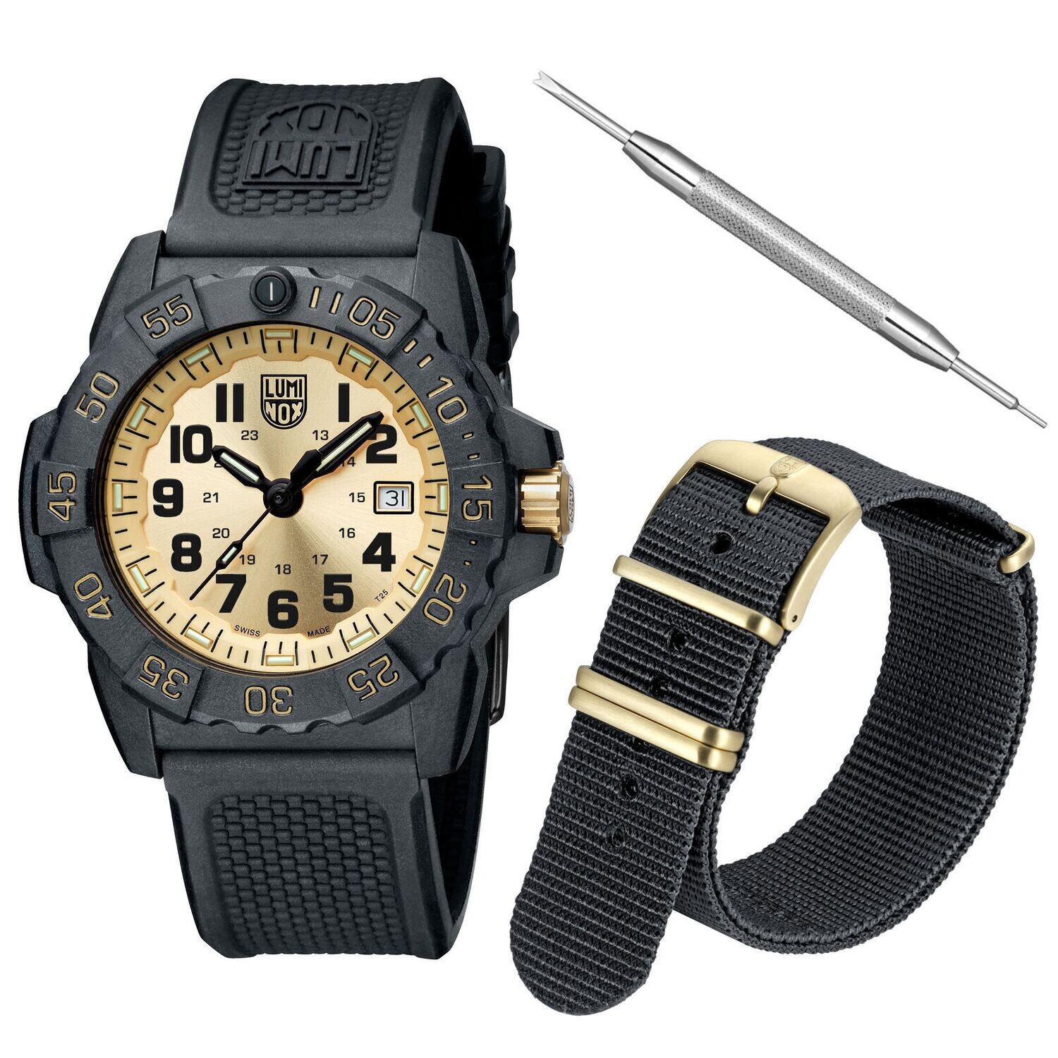 ​reloj hombre Luminox Navy Seal Gold xs.3505.GP.SET 45mm Cuarzo Edición Limitada 200m WR
