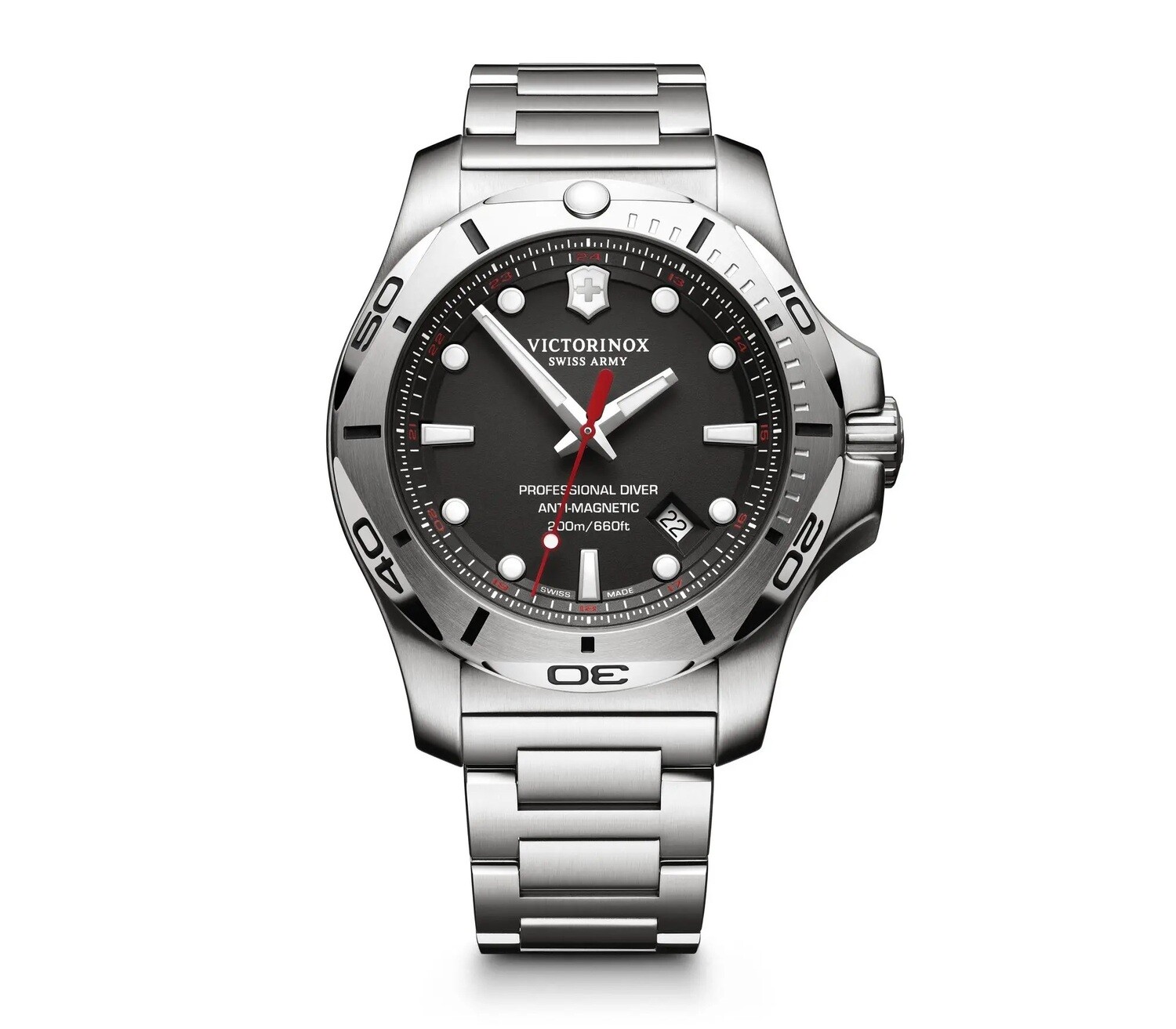 Victorinox Professional Diver 241781 INOX 45mm ANTI-MAGNETIC 200M Stainless Steel Black Dial Men's Watch Professional automatic divers men's watch 200m Water resist Anti-magnetic resistance SWISS MADE