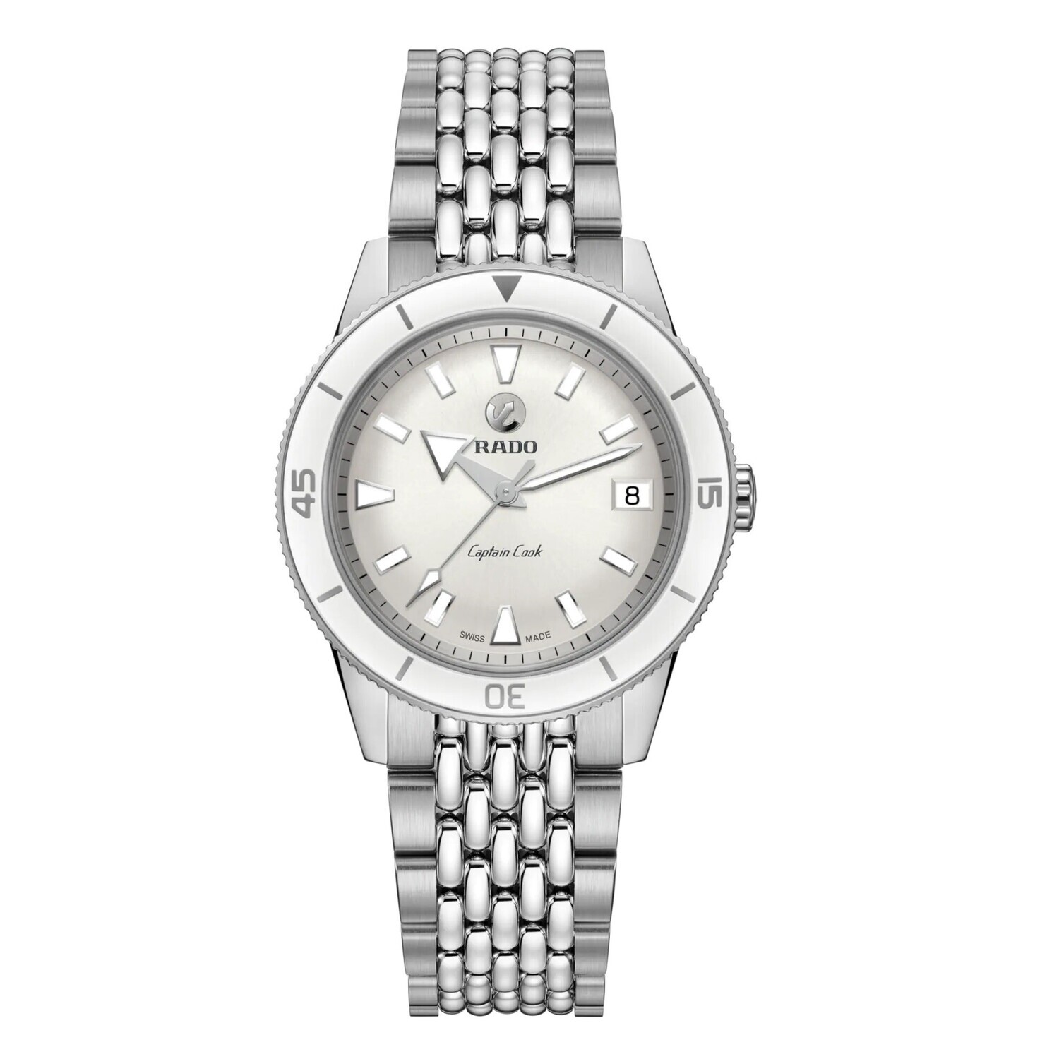 ​ RADO Captain Cook R32500013 Automatic WOMEN'S Sapphire glass anti-reflective 37mm Stainless Steel White Dial automatic Women's Watch 80h Power Reserve SWISS MADE