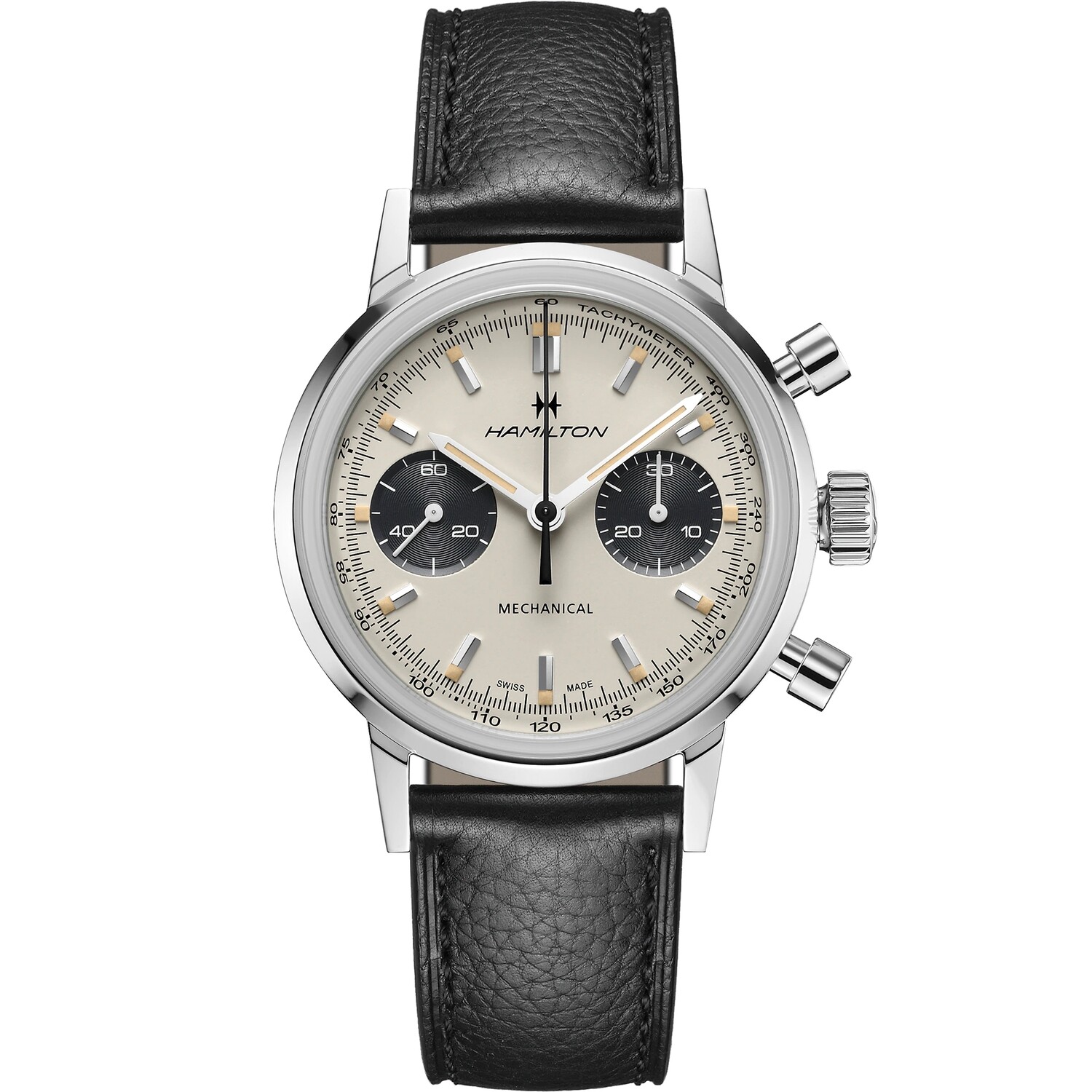 HAMILTON AMERICAN CLASSIC INTRA-MATIC CHRONOGRAPH H Mechanical | 40mm | H38429710 100M WR 60H  Power Reserve Sapphire crystal leather band automatic men's watch