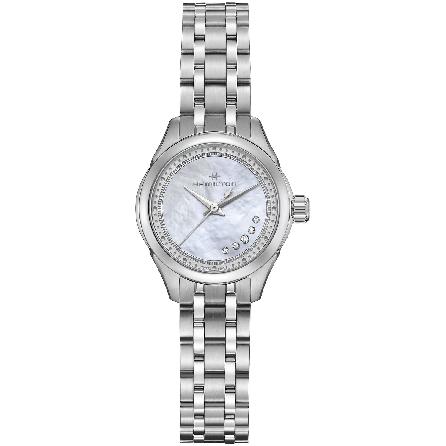 HAMILTON JAZZMASTER LADY QUARTZ H32111190 | 26mm Mother of Pearl Sapphire crystal 5 Diamonds 50m WR women's watch