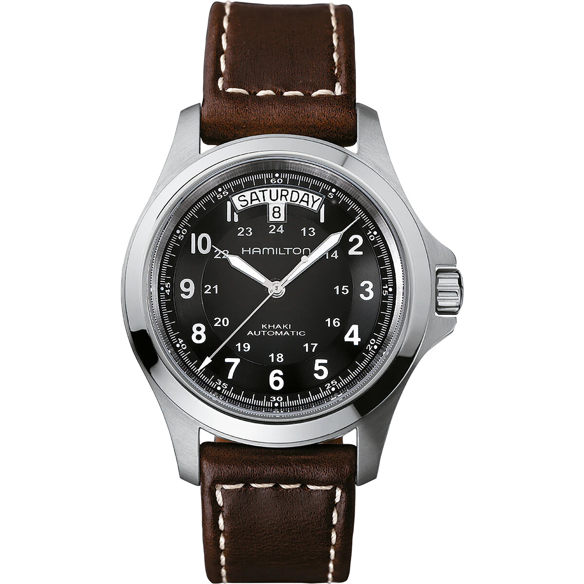 Hamilton KHAKI FIELD KING AUTO H64455533 Automatic 40mm  50m WR 80h Power Reserve sapphire crystal automatic men’s watch leather band