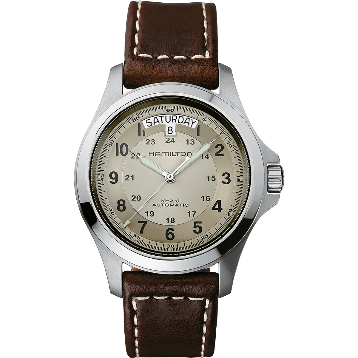 Hamilton  KHAKI FIELD KING AUTO Automatic  40mm H64455523 50M WR 80H Power reserve sapphire crystal automatic men’s watch leather band