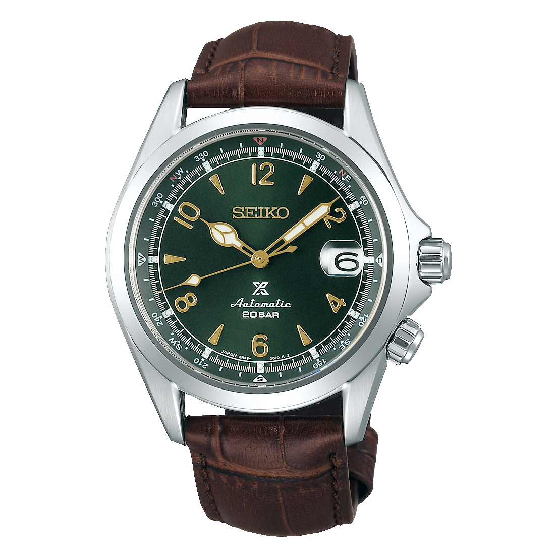 Seiko Prospex Alpinist SPB121J1 39.5mm 200m WR automatic men's watch sapphire crystal with magnifier leather band