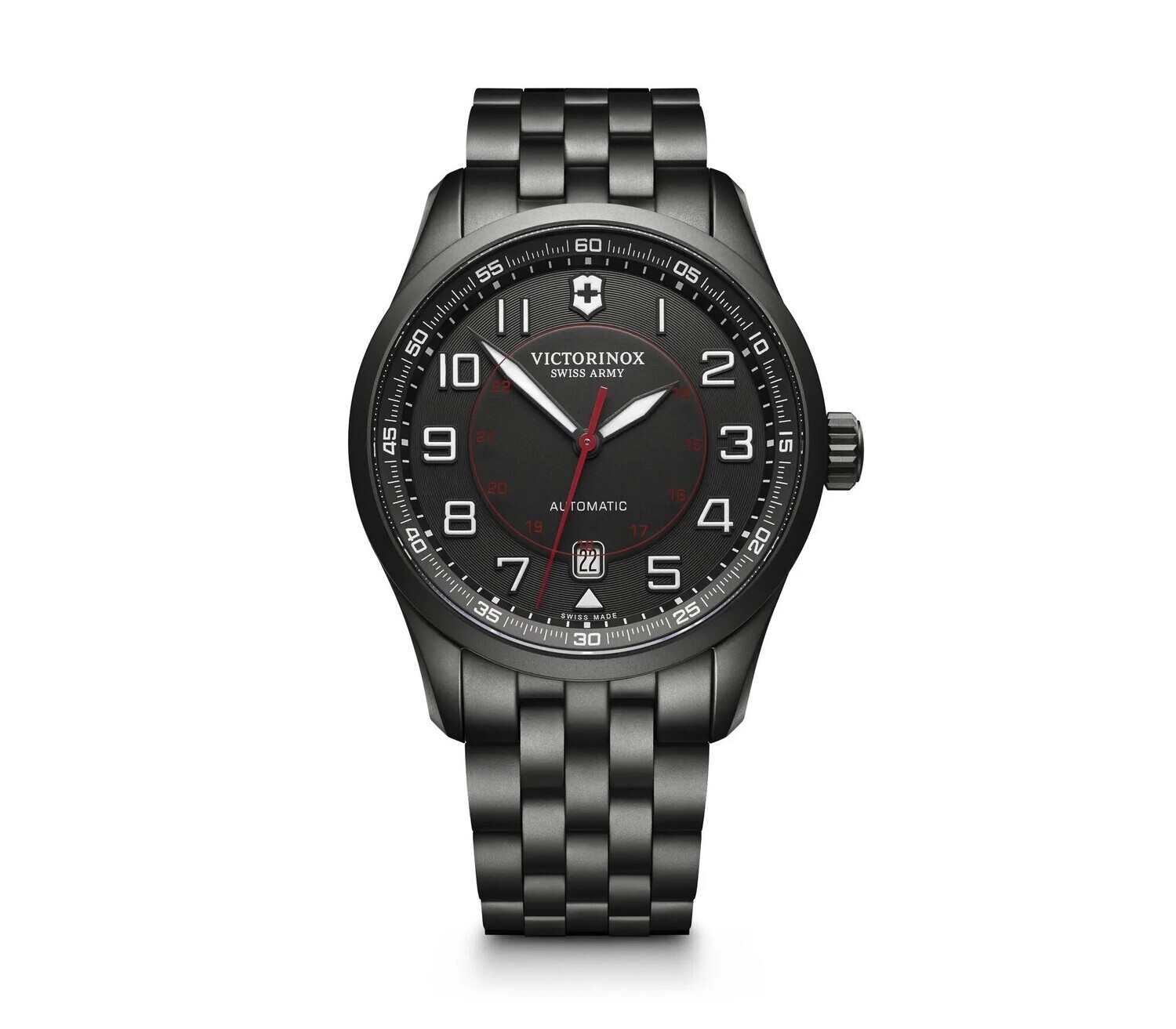 Victorinox AirBoss 241740 Mechanical automatic Stainless Steel 42mm Black Dial Sapphire crystal anti-reflective sport automatic Men's Watch 100m Water resist SWISS MADE