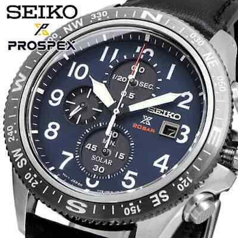 Seiko Prospex Solar Land SSC737P1 44mm Lumibrite 200m WR sport men’s chronograph solar powered leather band