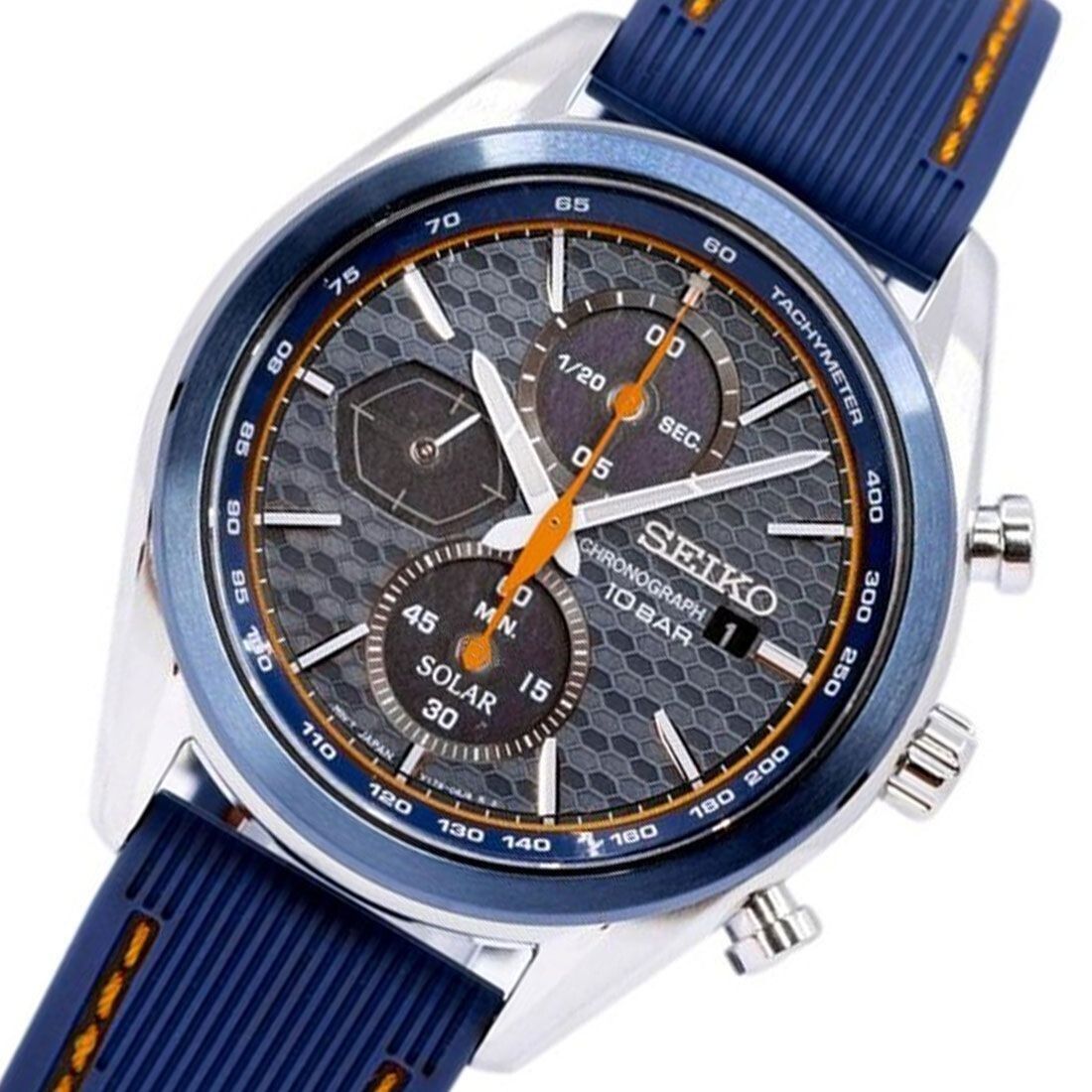 Seiko Solar Macchina Sportiva SSC775P1 41.4mm solar chronograph sport men’s watch sapphire crystal 100m WR silicon band