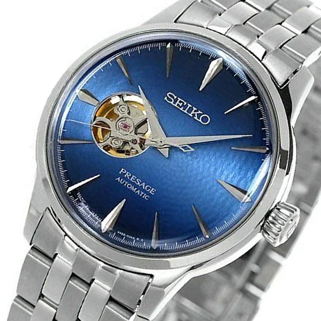 Seiko Presage Cocktail SSA439J1 Blue Acapulco 40.5mm Open Heart 50m WR automatic men’s watch stainless steel bracelet