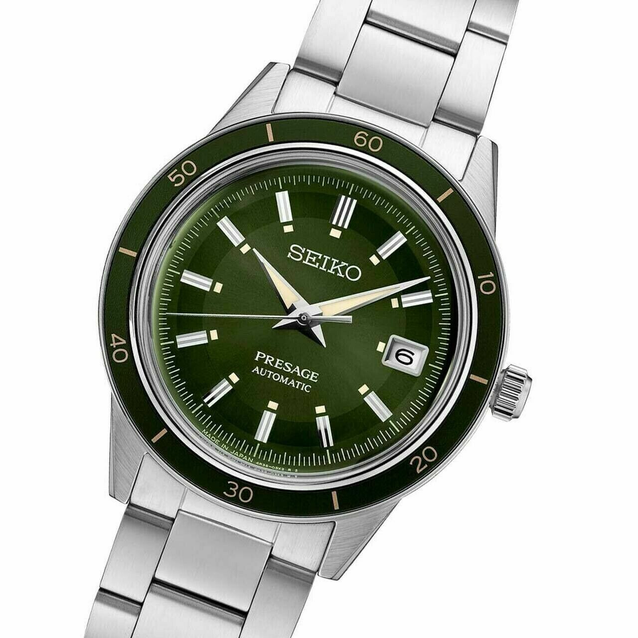 Reloj automático hombre Seiko Presage Style 60’s SRPG07J1 40.8MM 50M WR correa de acero