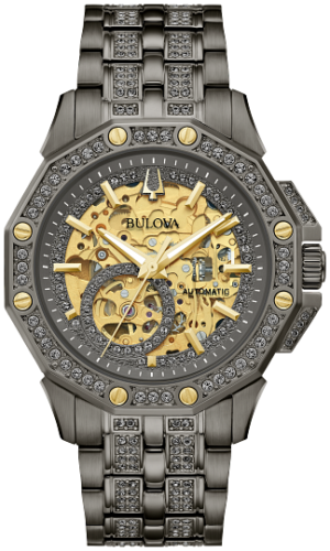 Bulova Crystal Octava Swarovski 98A293 42mm men's watch stainless steel bracelet 30m WR automatic men's watch