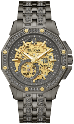 Bulova Crystal Octava Swarovski 98A293 42mm men's watch stainless steel bracelet 30m WR automatic men's watch