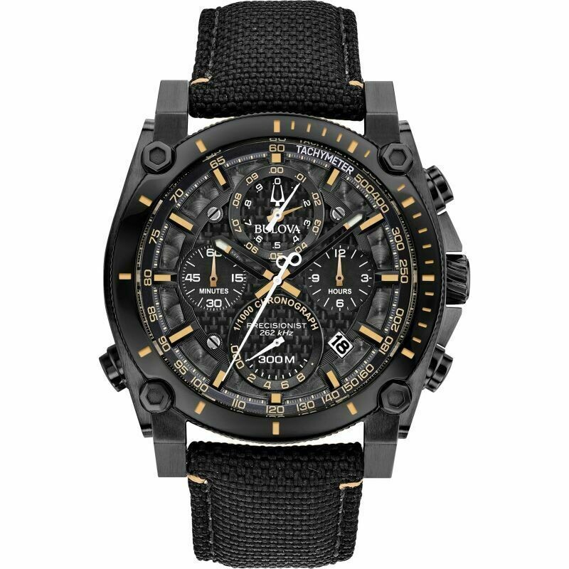Bulova Precisionist 98B318 300m WR high accuracy quartz sport men's watch chronograph nylon band