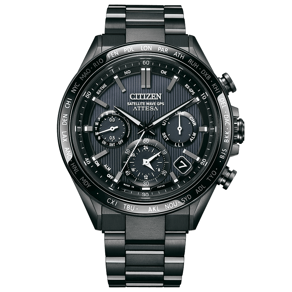 reloj GPS Titanio hombre CITIZEN ATTESA CC4055-65E JDM ACT LINE BLACK TITANIUM™ SERIES SATELLITE WAVE GPS 44.6mm cristal de zafiro Alarma anti-magnético 100m WR Hora Mundial