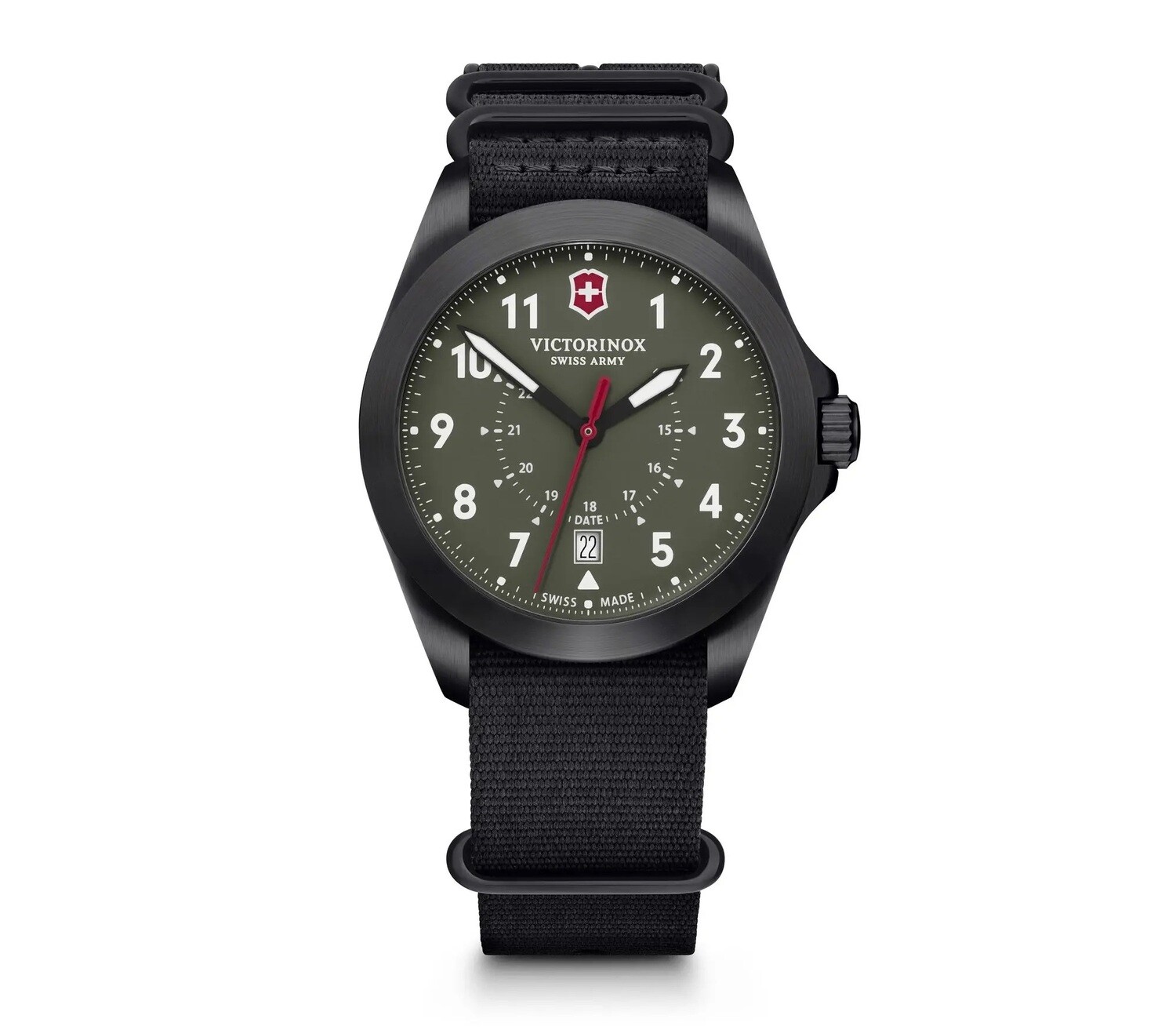 ​Victorinox Swiss Army Heritage 241972 40mm Esfera Verde Cristal de zafiro antirreflejos Banda de Nylon deporte Reloj de los hombres de cuarzo 100m WR SWISS MADE