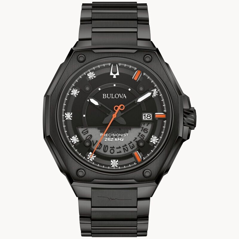 ​Bulova Precisionist 98D183 Marc Anthony Series X 48.5mm Cristal de zafiro curvo antirreflectante 100m WR baño de iones