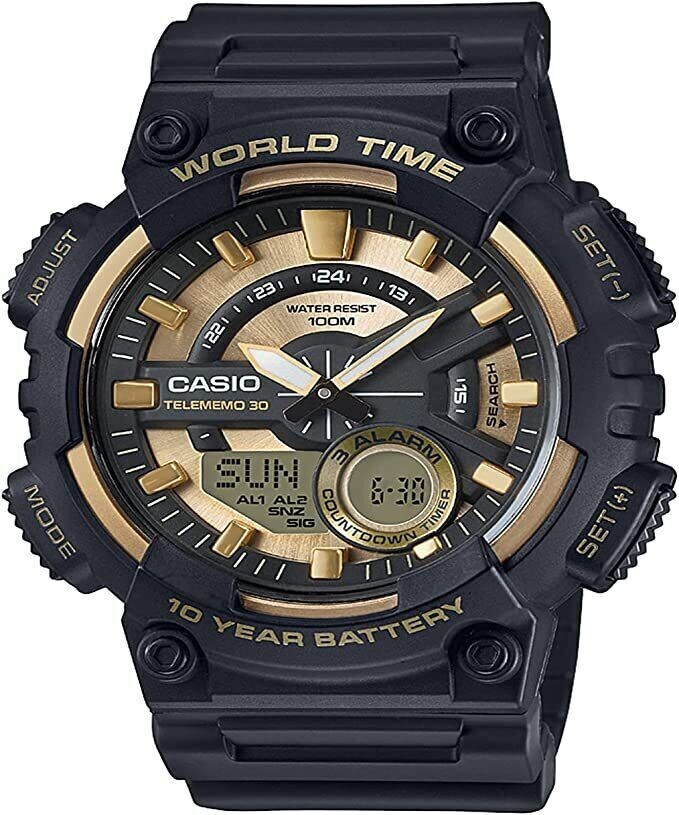 Reloj deportivo hombre Casio AEQ-110BW-9A 100m WR 10 años batería Hora Mundial