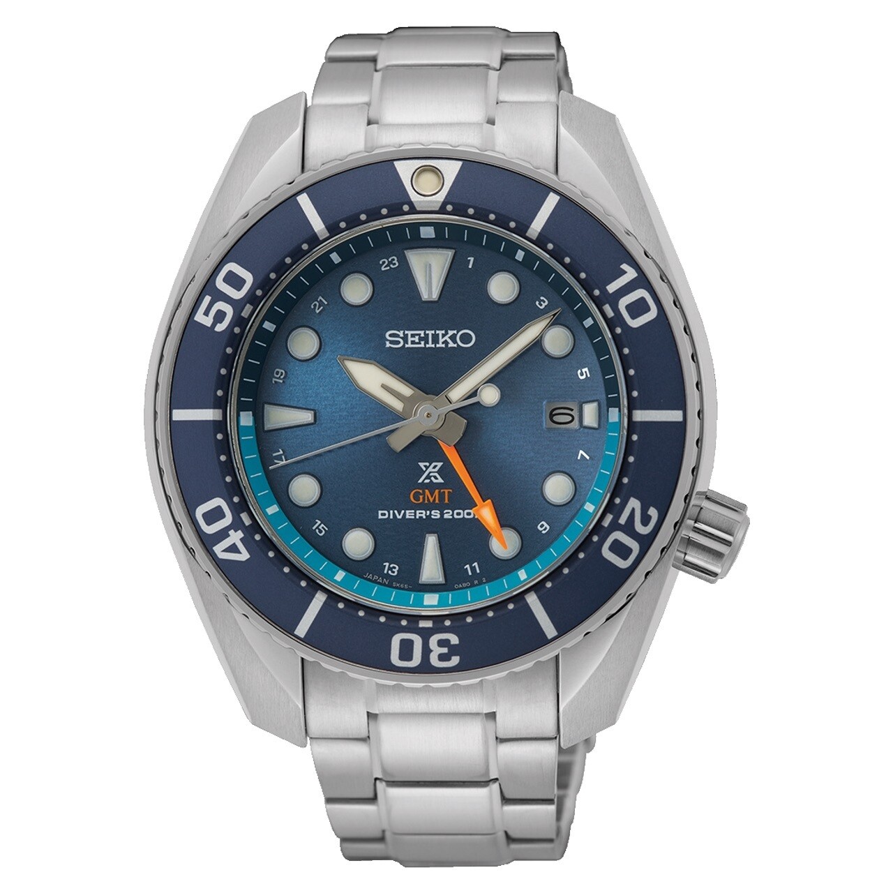 Seiko Prospex Aqua Sumo Solar GMT Diver SFK001J1 45mm 200m WR sapphire crystal solar powered divers men’s watch stainless steel bracelet