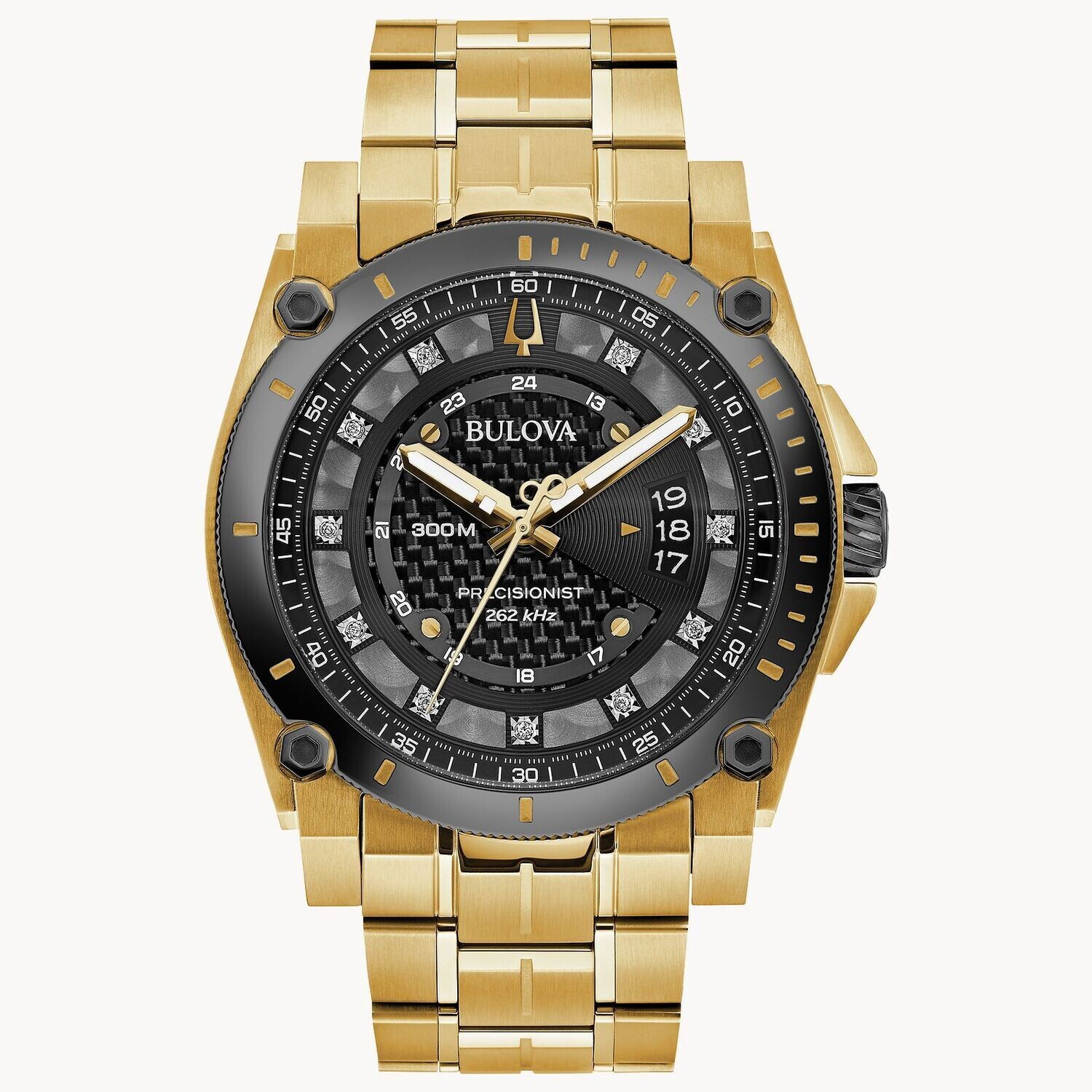 Bulova Precisionist Diamonds 98D156 46.5mm 300m WR men’s chronograph stainless steel bracelet