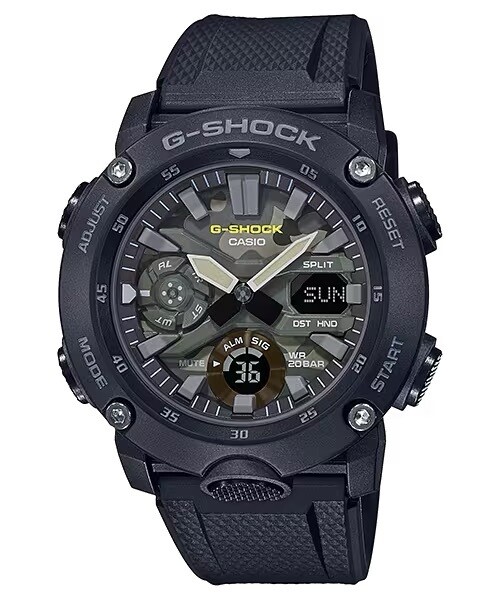 Casio G-Shock GA-2000SU-1A Carbon Core World Time 200m WR 5 alarms sport men’s watch rubber band