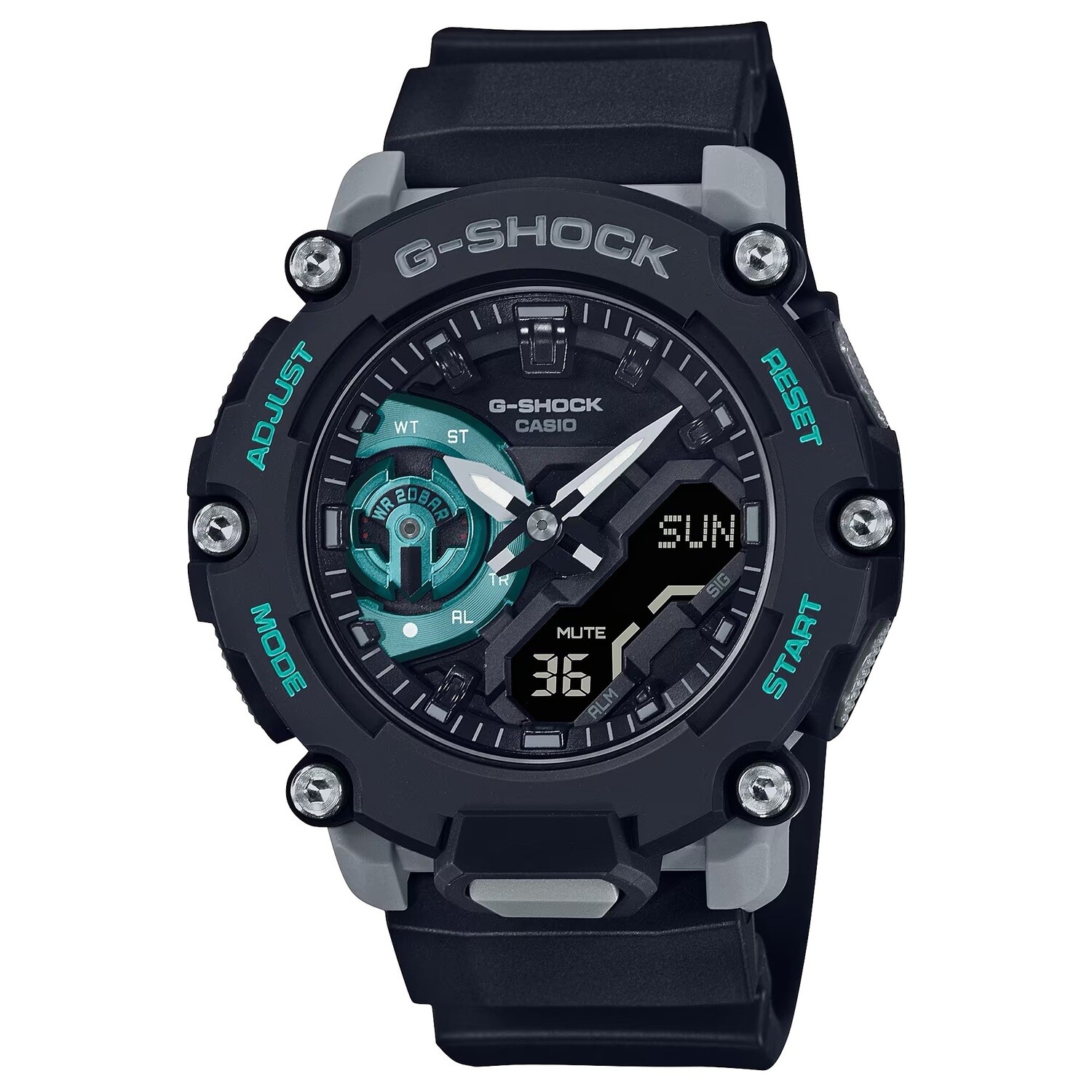 Casio G-Shock GA-2200M-1A Carbon Core 200m WR World Time sport men’s watch chronometer rubber band