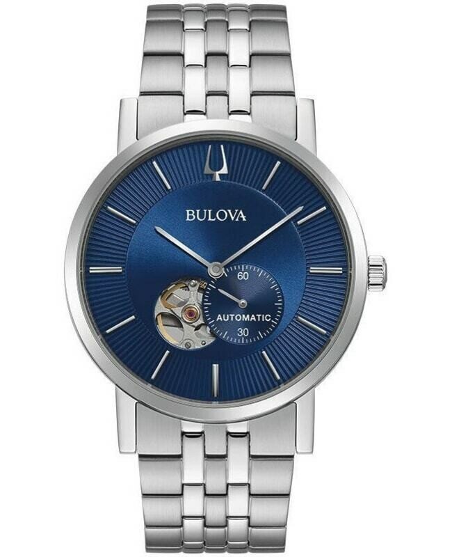 Bulova Clipper 96A247 42mm automatic men’s watch blue dial stainless steel bracelet