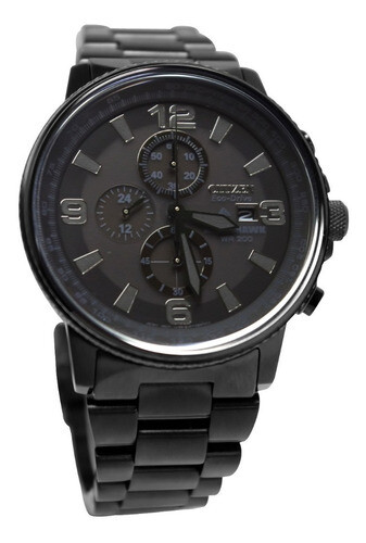 Citizen Nighthawk Chrono Blackout-Eco-Drive CA0295-58E-Black PVD-Solid Links 42mm Aviator men’s watch 200m water resist PVD ion-plate Ecodrive movement (solar or light powered)