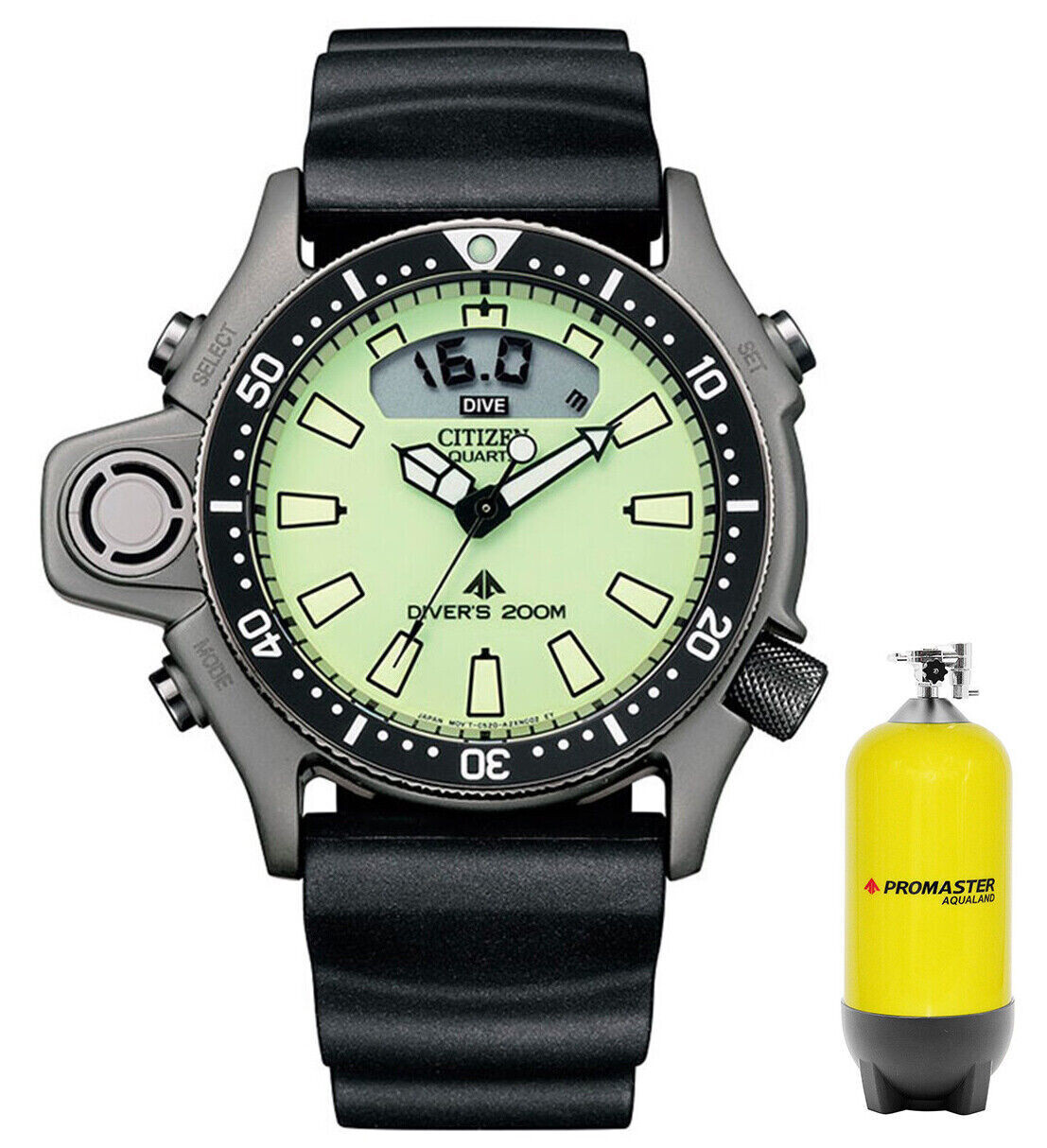 Probar Respetuoso del medio ambiente lona reloj hombre buceo Citizen Promaster Aqualand Professional Divers  JP2007-17W 50.7mm 200m WR correa de caucho