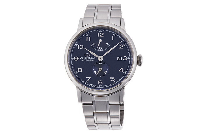 reloj automático hombre Orient Star RE-AW0002L 38.7mm cristal de zafiro 50m WR correa de acero dial azul