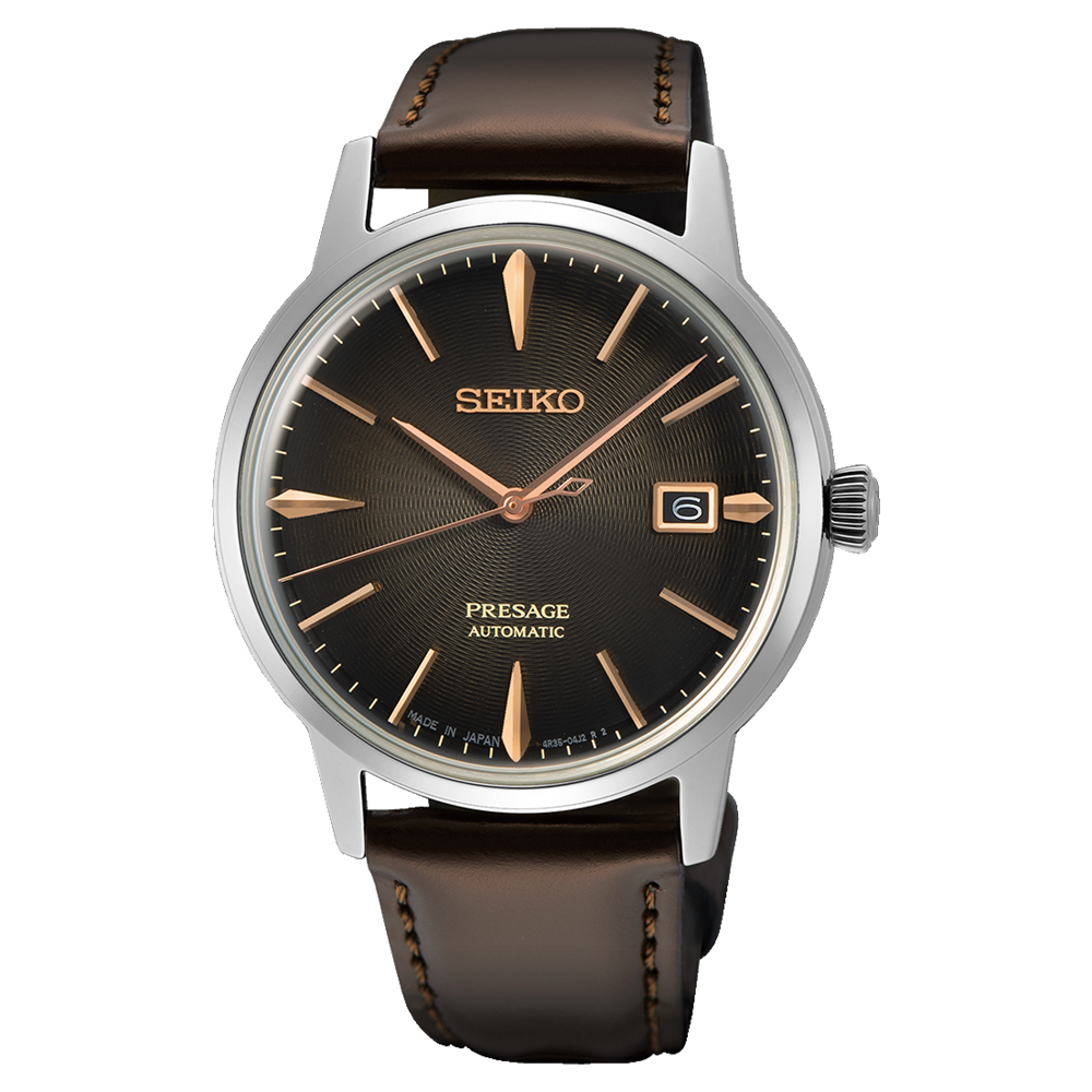 Seiko Presage Cocktail  “the Irish Coffee” SRPJ17J1 39.5mm  50m WR automatic men’s watch leather band