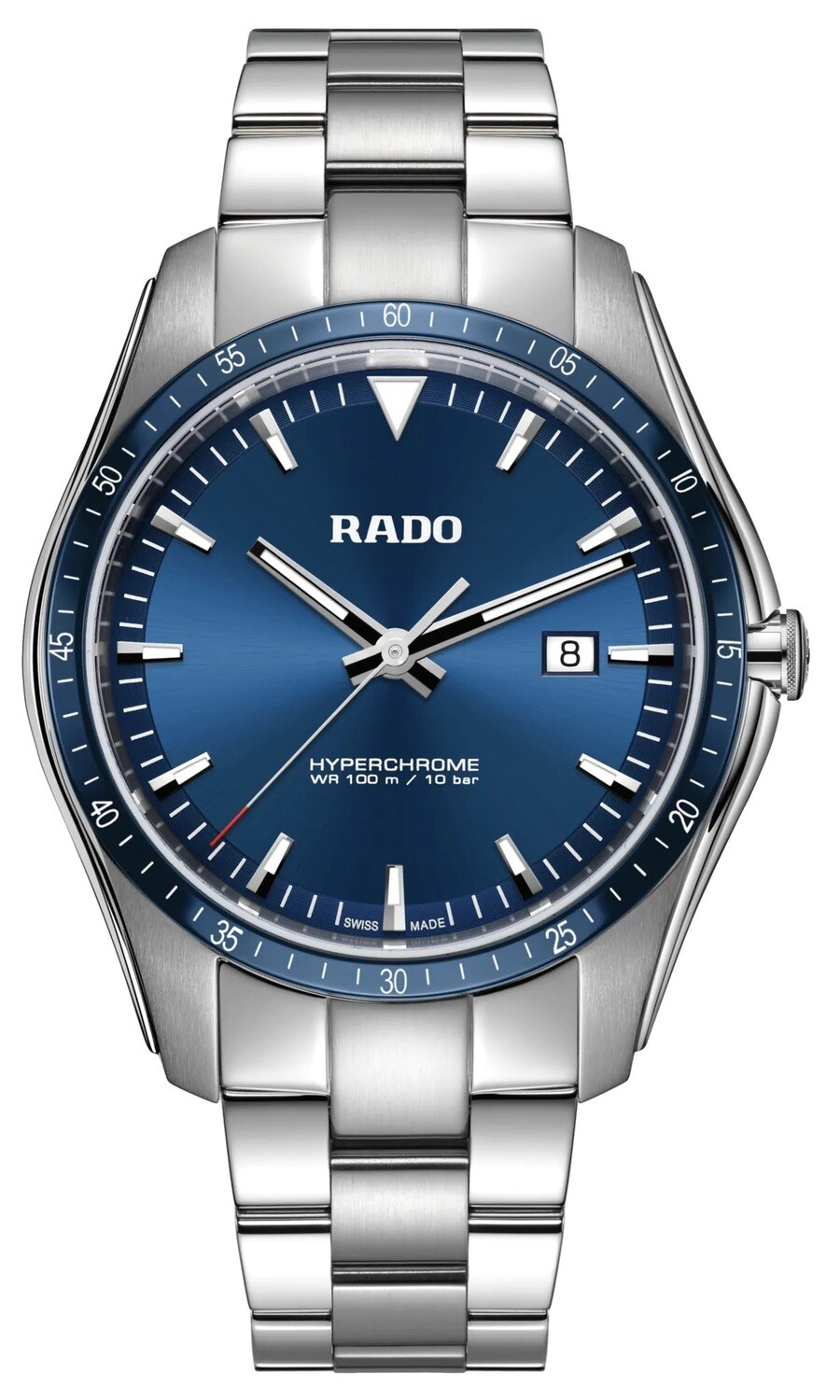 reloj hombre RADO HyperChrome R32502203 44.9mm quartz cristal de zafiro anti-reflejos 100m WR brazalete acero y titanio