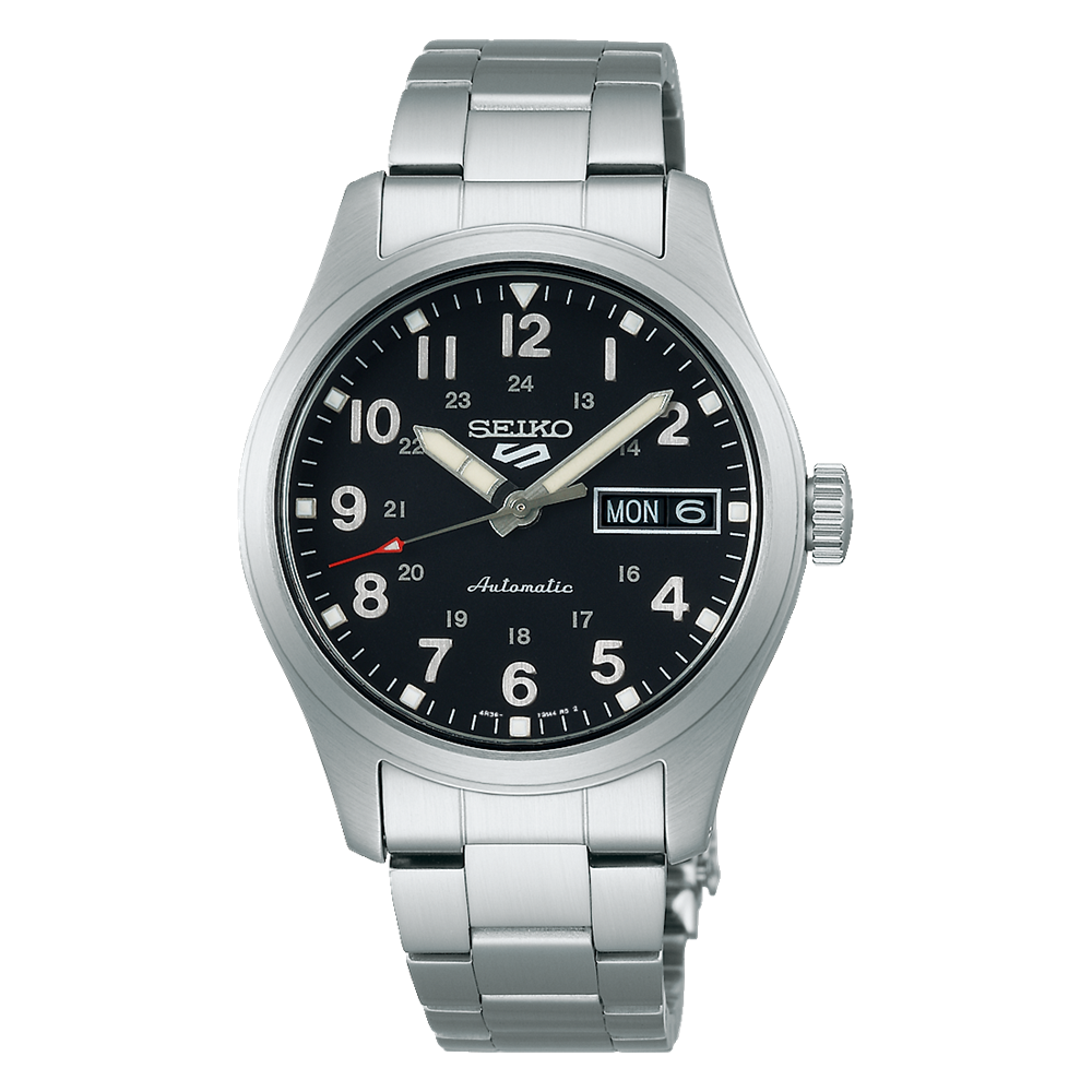 Seiko 5 Sports Field Style SRPJ81K1 36mm “In the metal” 100m WR automatic men’s watch stainless steel bracelet