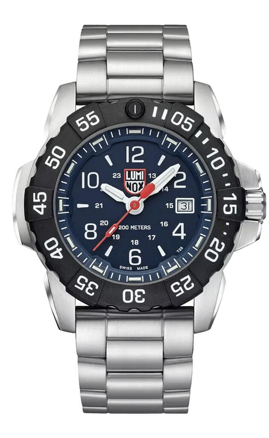 Reloj militar hombre Luminox Navy Seal Steel XS.3254.CB 45mm 200m WR Brillo Constante Bisel de carbono