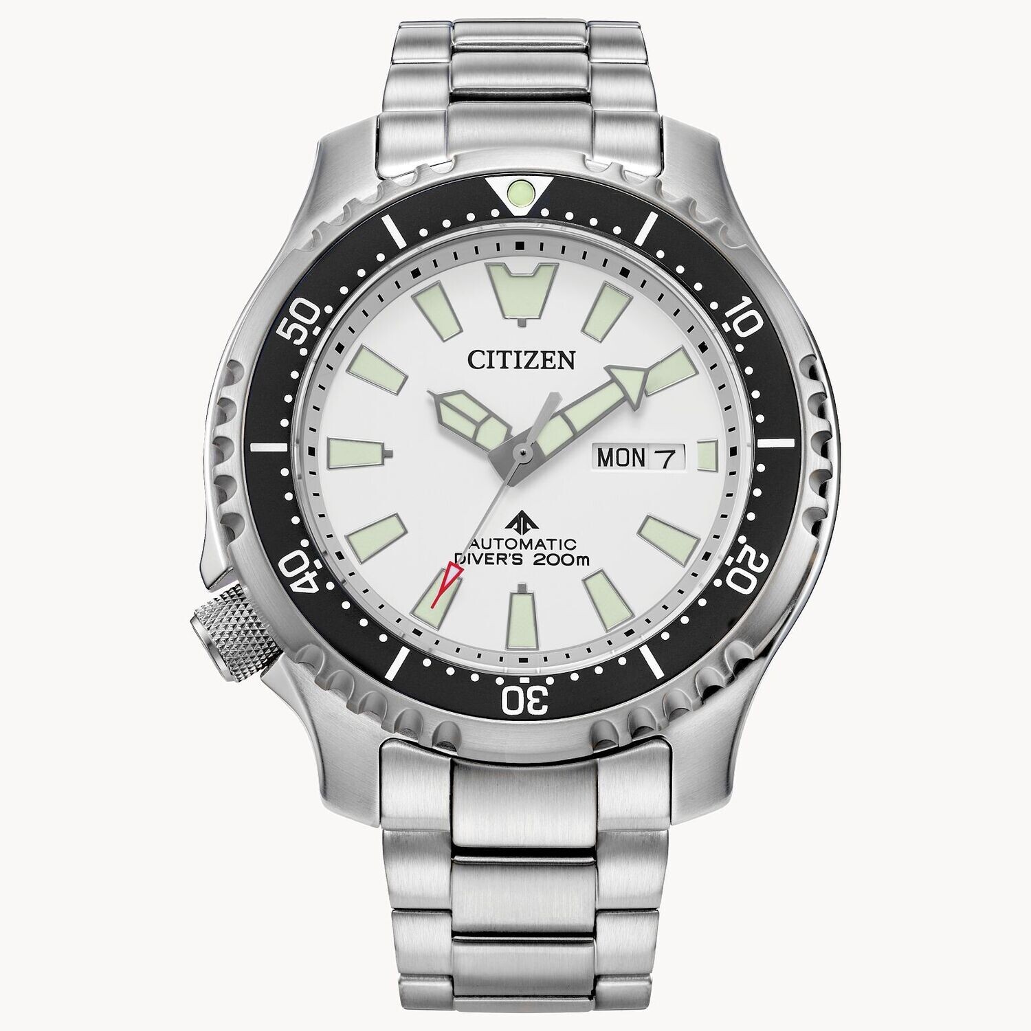 Citizen Promaster Dive FUGU NY0150-51A 44mm 200m WR sapphire crystal automatic divers men’s watch white dial stainless steel bracelet