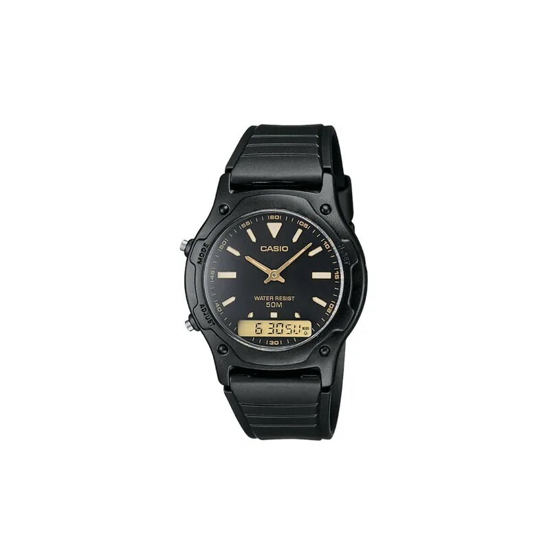 Reloj clásico hombre analógico digital Casio AW-49HE-1A dial negro correa resina 50m water resist
