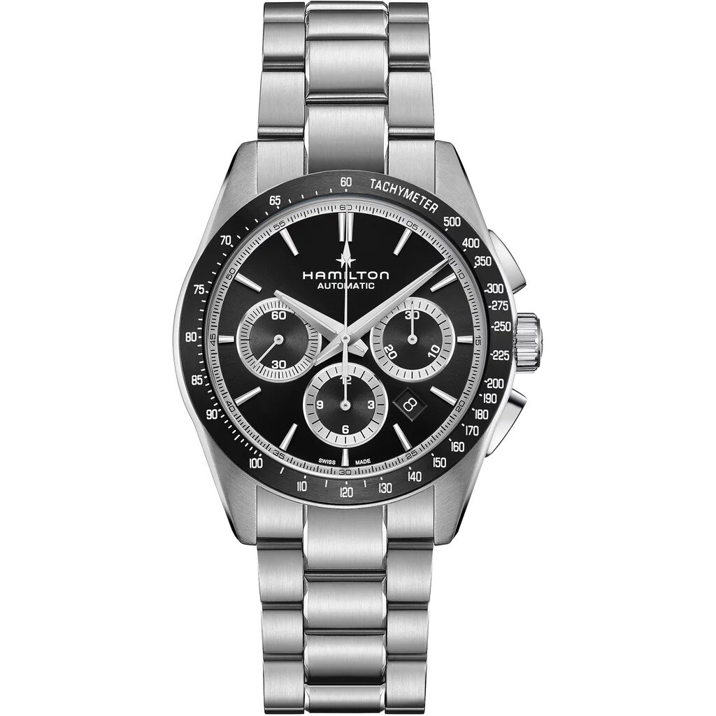 reloj automático hombre Hamilton Jazzmaster Performer Auto-Chrono Men's Silver Watch H36606130 42mm 60h reserva de marcha 100m WR cristal de zafiro