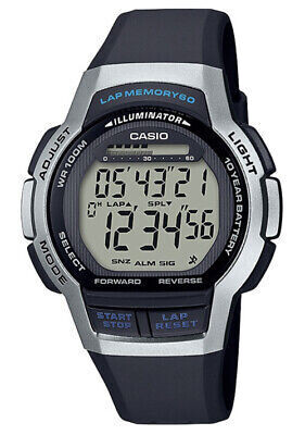 ​reloj deportivo hombre Casio WS-1000H-1A Lap Memory 60 Cronómetro Luz Led Alarmas