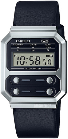 Reloj retro unisex Casio Future A100WEL-1a Pantalla Luz Led de fondo Alarma Cronómetro Resistente al agua correa de piel