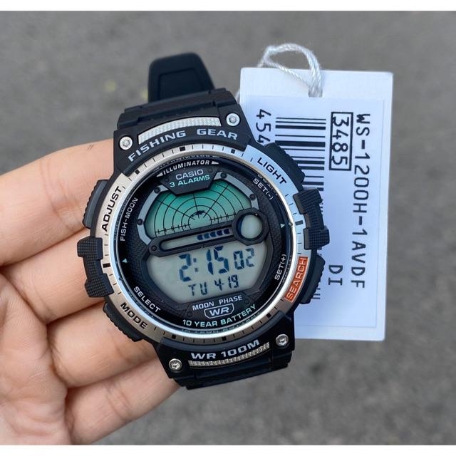 Reloj deportivo pesca hombre Casio Outgear WS-1200H-1AV 100M WR Fases  Lunares 3 alarmas 10 años batería Hora Mundial