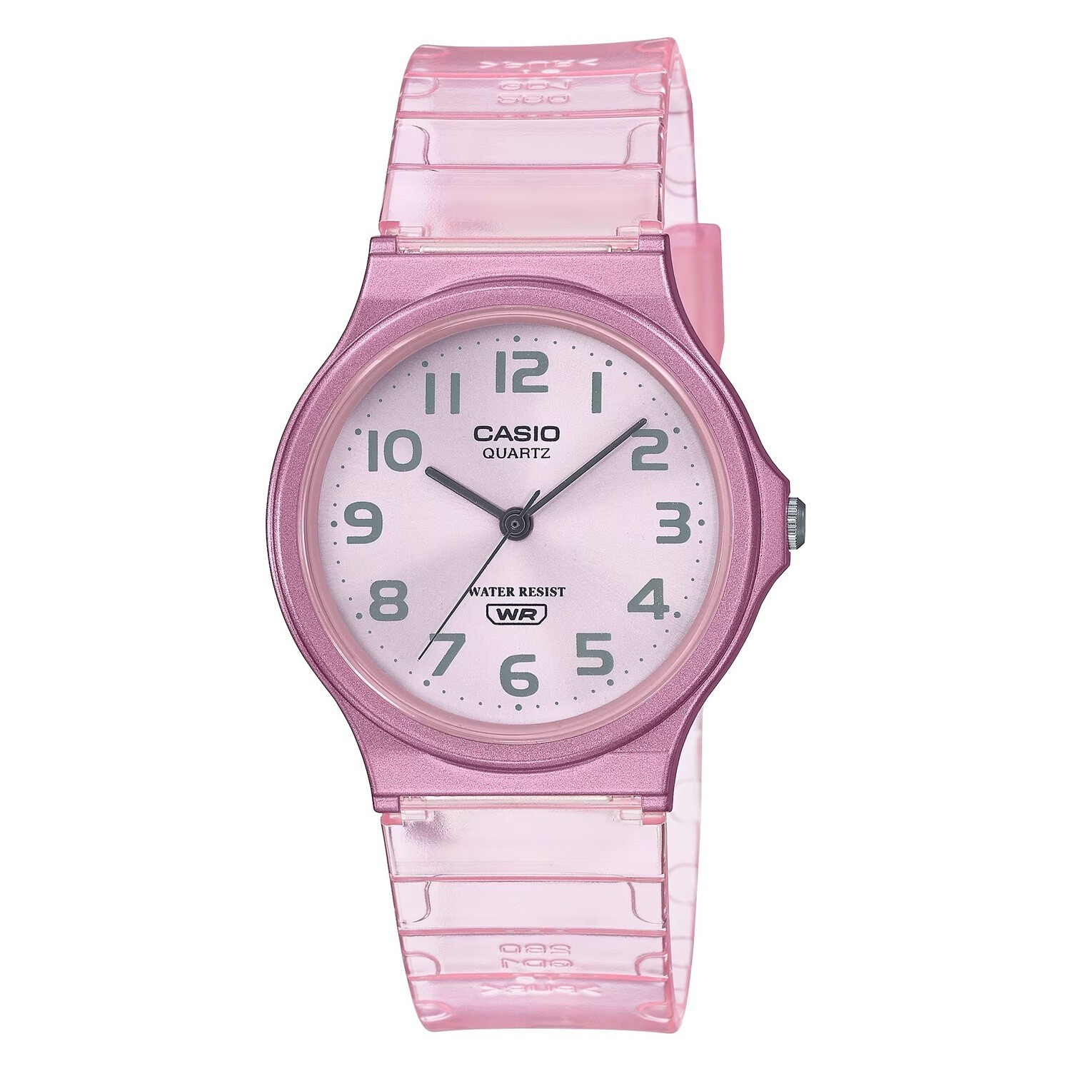 reloj unisex clásico vintage Casio MQ-24S-4B rosa translúcido